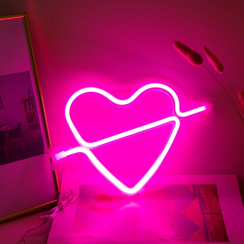 Heart Neon Sign Light for Wall Decor Battery or USB Operated LED Lights Christmas Living Room Kids Birthday Party Bar | Дом и сад