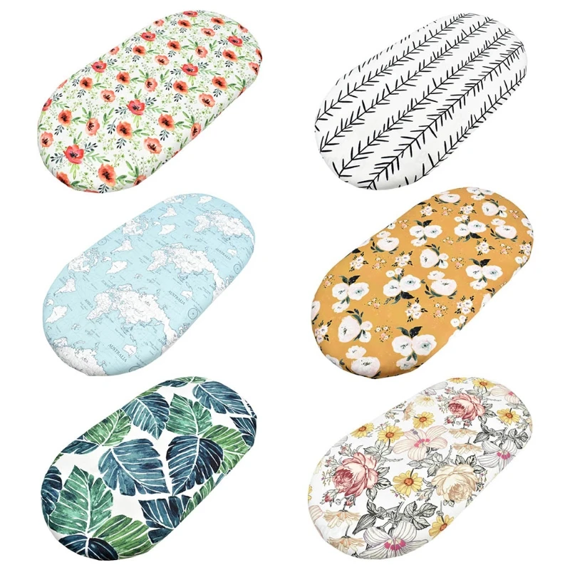 

W3JF Baby Moses Basket Sheet Printing Crib Care Changing Table Pad Mattress Removable Cover Mini Cradle Bedding Protector