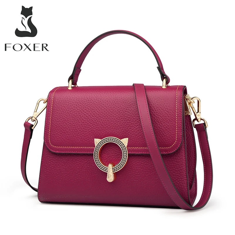 FOXER New Fashion Lady Handbags Split Leather Crossbody Shoulder Bags Women Classical Small Purse Female Totes Messenger Bag