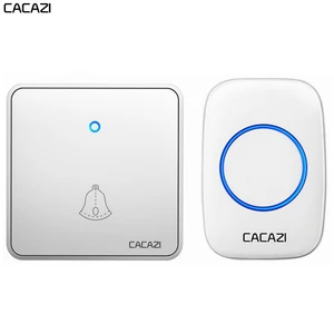 CACAZI Home Wireless Doorbell Waterproof 300M Remote Night Light Receiver 2032 Battery Transmitter US EU UK Plug 0-110db Chimes