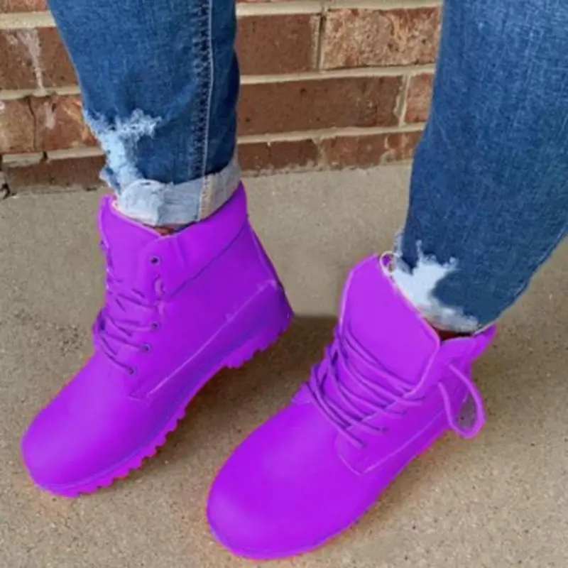 

Winter Products Women Fashion Waterproof Lace Up Boots Snow Boots Flat Bottom Anti Slip Comfortable Warm Hot Women Boots KP162