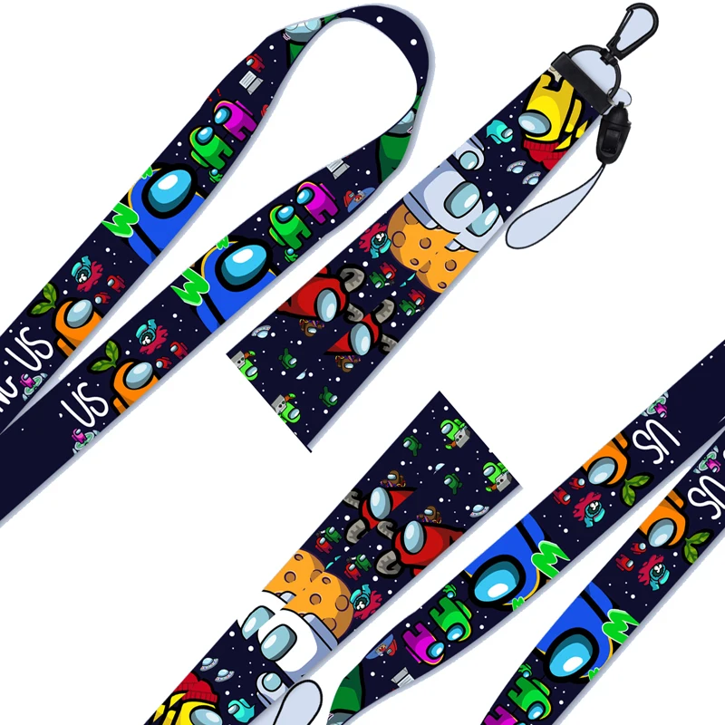 

game keychain impostor astronaut lanyard strap key chainring holder pendant trinket phone holder work id card lanyard