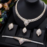 godki trendy 4pcs luxury waterdrop statement jewelry set for women wedding cubic zircon cz african dubai bridal jewelry
