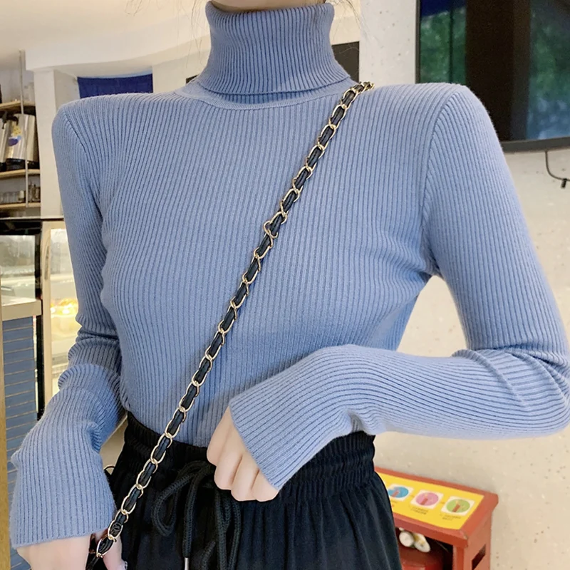 

Женская длинная водолазка, зимний свитер, облегающая внутренняя одежда, универсальная длинная трикотажная одежда на весну и осень