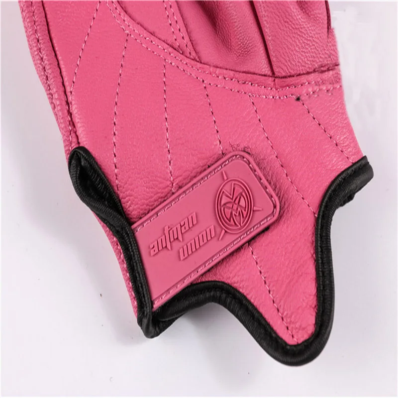 Женские мотоциклетные перчатки для сенсорного экрана розовые кожаные езды на