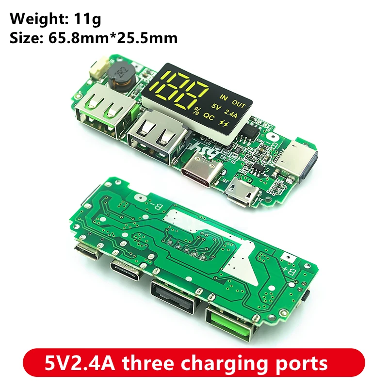 Светодиодный двойной USB 5 В 18650 а Micro/Type-C внешний аккумулятор модуль зарядки