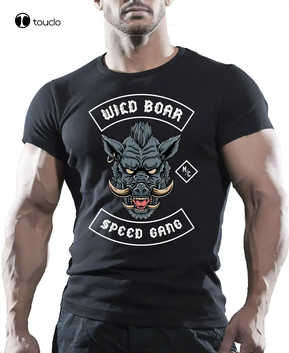 

Wild Boar Speed Gang - Mens Motorbike T-Shirt Biker American Motorcycles Bike