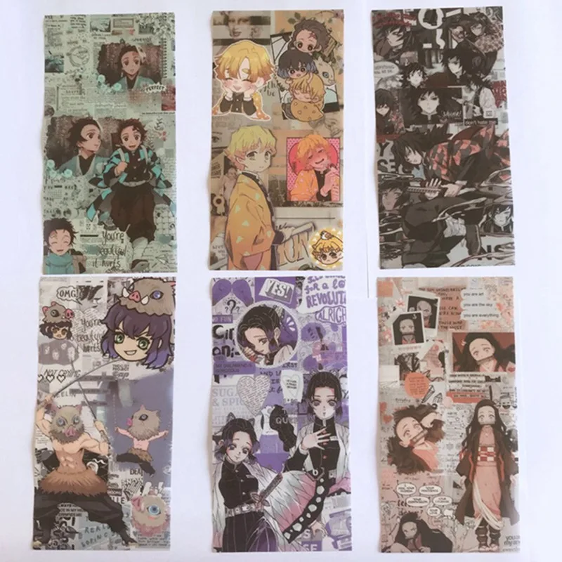 

6PCS/Set Anime Demon Slayer: Kimetsu No Yaiba Sticker My Hero Academy Paper Stickers Suitcase Luggage For Children Toys