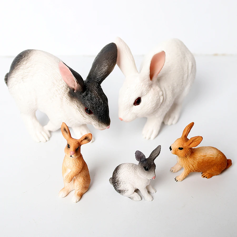 Simulation Farm Animal Rabbit Model Figure Family playset Figurine Home Decor Fairy Garden Decoration Modern Statue |
