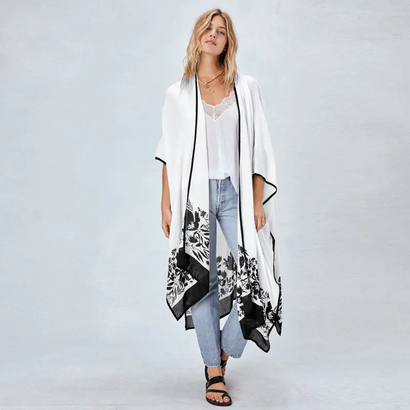 Летнее шифоновое платье с рукавом летучая мышь Пляжная блузка длинное свободная