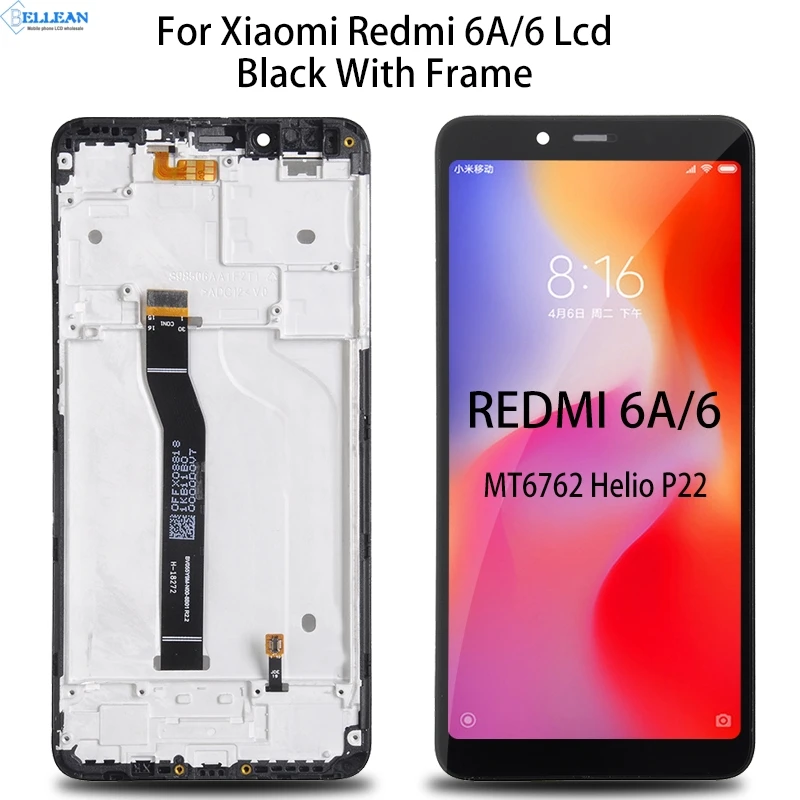 Dinamico 1 шт. для Xiaomi Redmi 6 lcd 6A дисплей кодирующий преобразователь сенсорного экрана в сборе с рамкой с инструментами - Цвет: Black With Frame