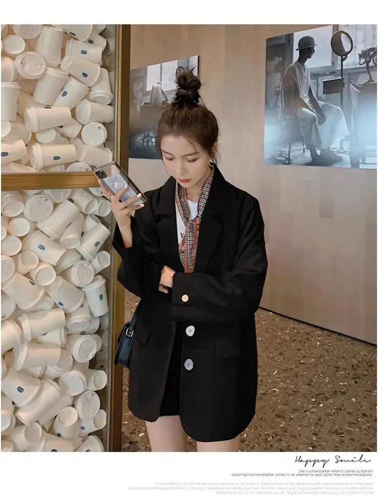

Women Blazer Coat 2021 Spring Autumn Loose New Slim Temperament Casual Suit