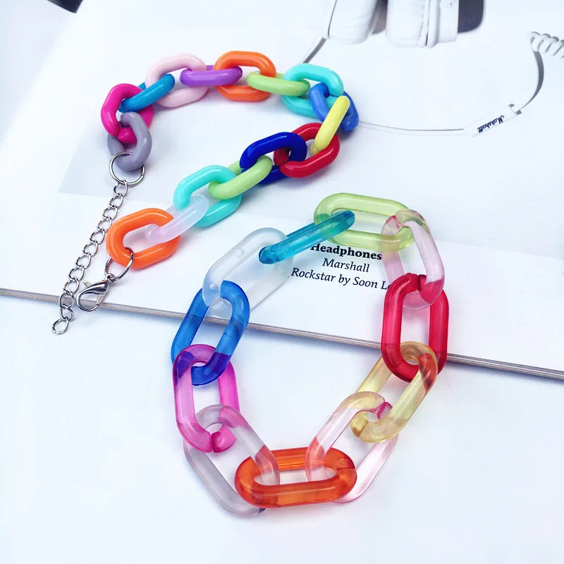 

AVEBIEN Rainbow acrylic bracelet for women's bracelet on hand бижутерия для женщин steampunk jewellery gift for friends браслеты