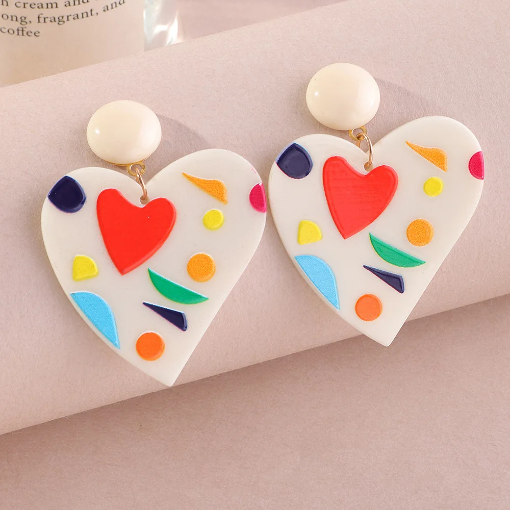 

Korean Cute Love Colorful Flower Stud Earrings for Women Acrylic Earring Fashion Geometric Graffiti Irregular Jewelry Gifts