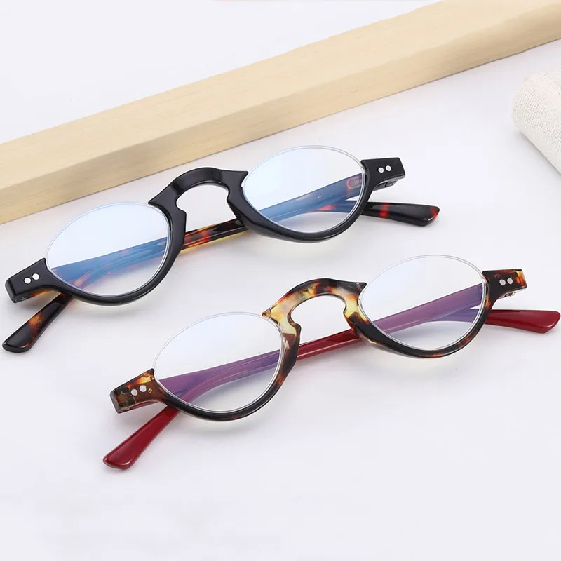 

Anti-blue Lens Half Frame Reading Glasses High-end Vintage High Quality Presbyopia Glasses óculos De Leitura +1.0 +1.5 To +4.0