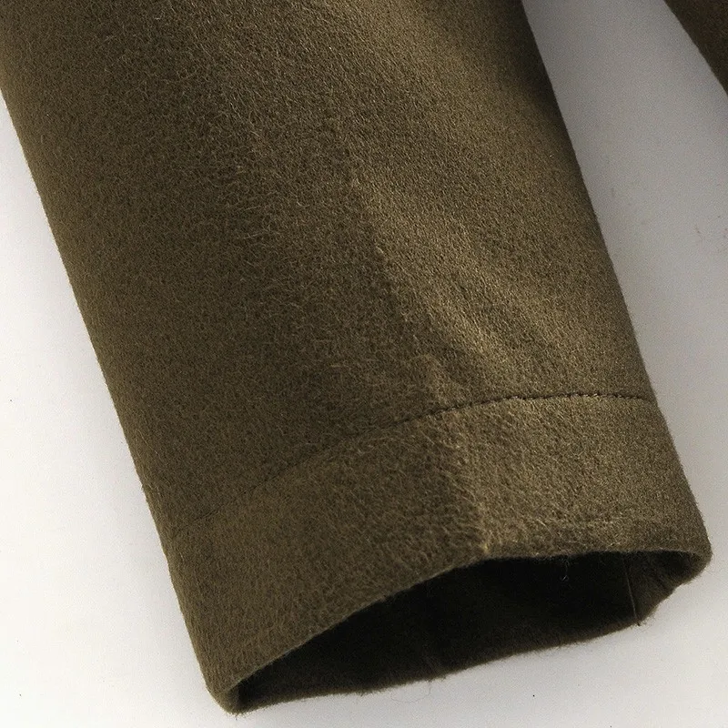 

Artsnie Winter Open Stitch Woolen Coat Women Turn Down Collar Long Sleeve Warm Coats Femme Army Green Oversized Coats Mujer