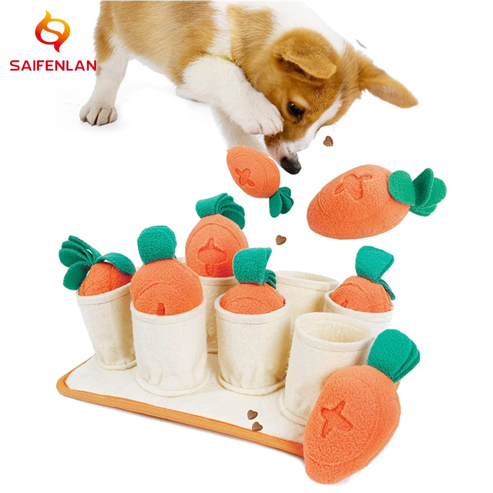 

Dog Snuffle Mat Carrot Harvest Game Pet Foraging Toy Slow Feeding Training Pad Dog Toys for Stress Release Foraging Skills