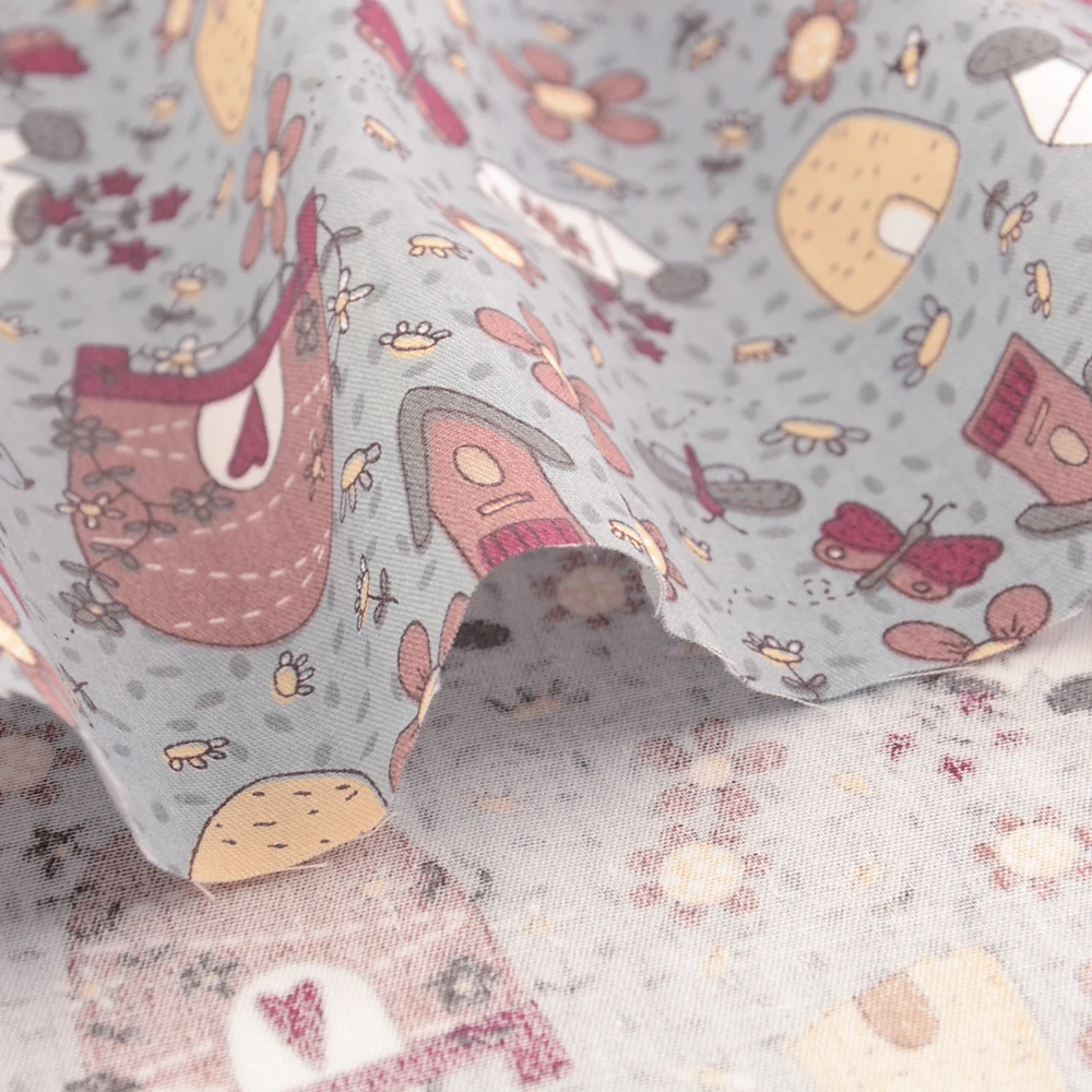 Саржевая хлопковая ткань Teramila с принтом стрекозы в виде животных для шитья