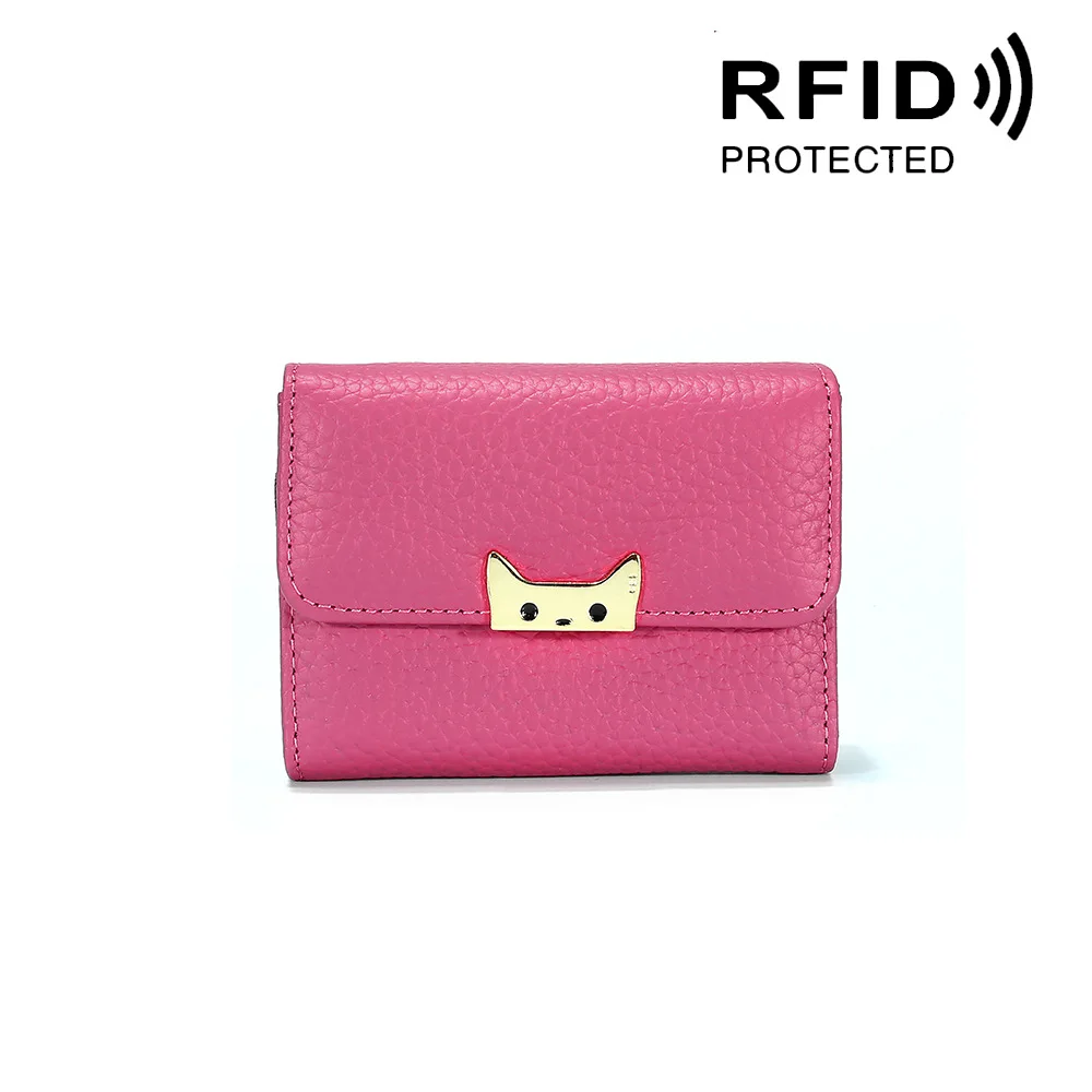 Rose Purple Чехол-кошелек из натуральной кожи с визитной карточкой, Rfid, защищающий банк, держатель для кредитных карт, милый кошелек для карт - Цвет: Rose Purple