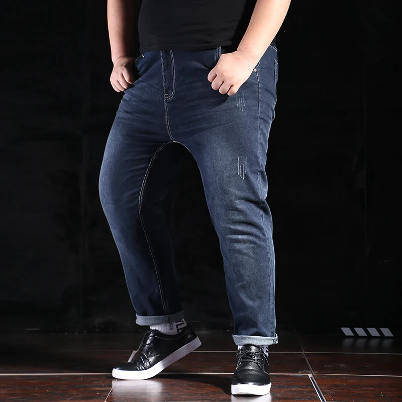 Джинсы оверсайз с полным весом 300 фунтов очень большие мужские брюки 160 кг тонкой