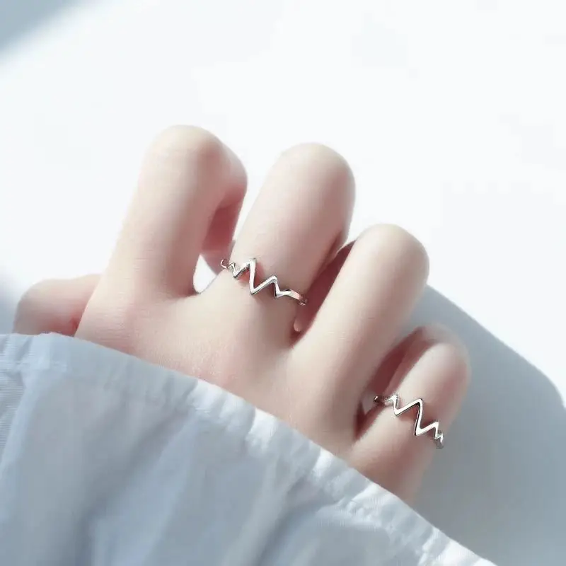 Кольцо Открытое из серебра 925 пробы с электрокардиограммой | Украшения и