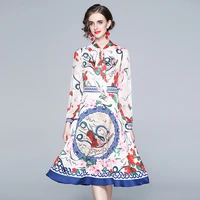 zuoman women spring elegant bow dress festa high quality vintage party robe femme lantern sleeve designer a line vestidos