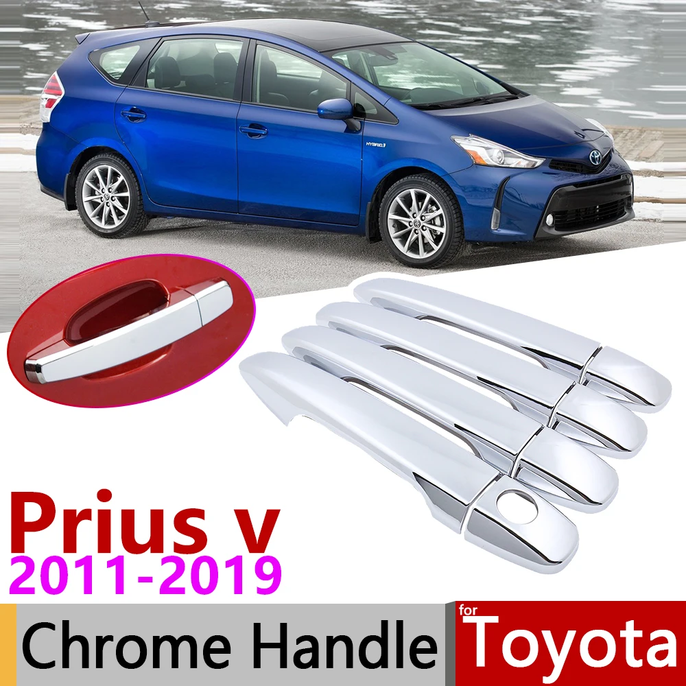 

for Toyota Grand Prius+ v Prius α Wagon ZVW40 ZVW41 40 2011~2019 Chrome Door Handle Cover Car Accessories Stickers Trim Set 2015
