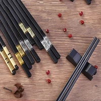 10pair chinese style chopsticks tableware food stick alloy catering utensils sushi sticks non slip household kitchen utensils
