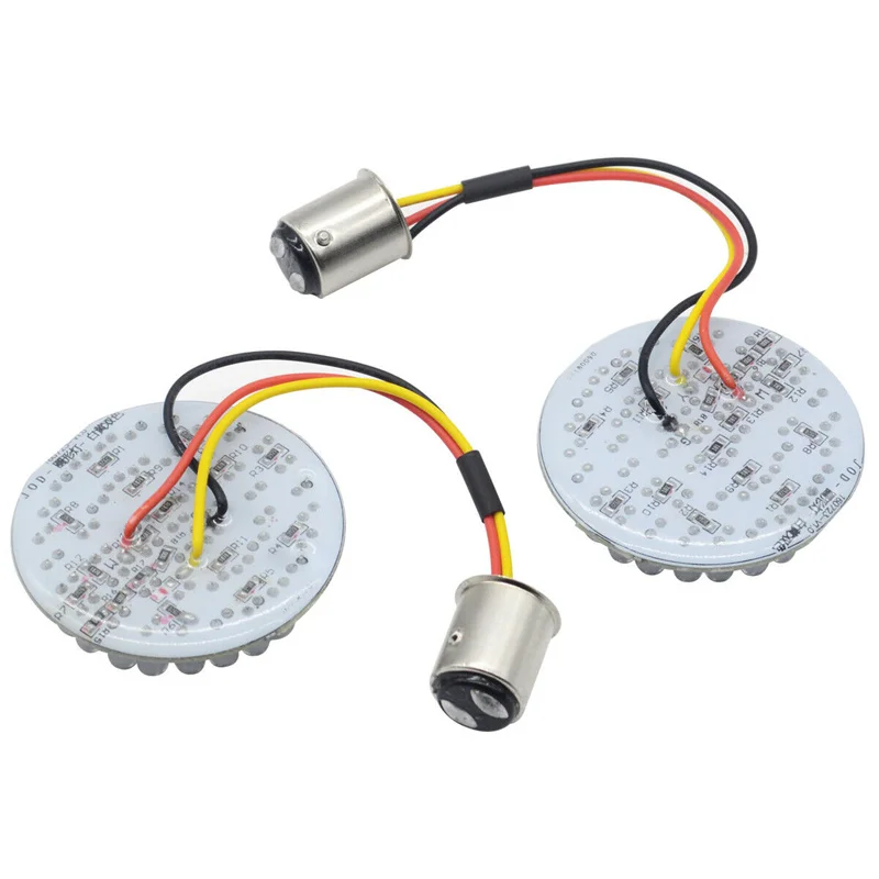 1Pair Motorcycle LED Turn Signal Light Inserts 1157 Yellow Flasher Blinker Waterproof for Harley Touring Softail Dyna Sportster |