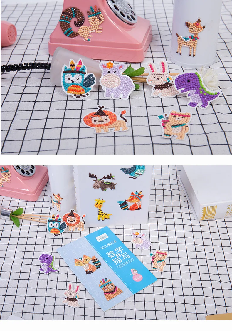 Набор для алмазной живописи сделай сам развивающие круглые картины с животными