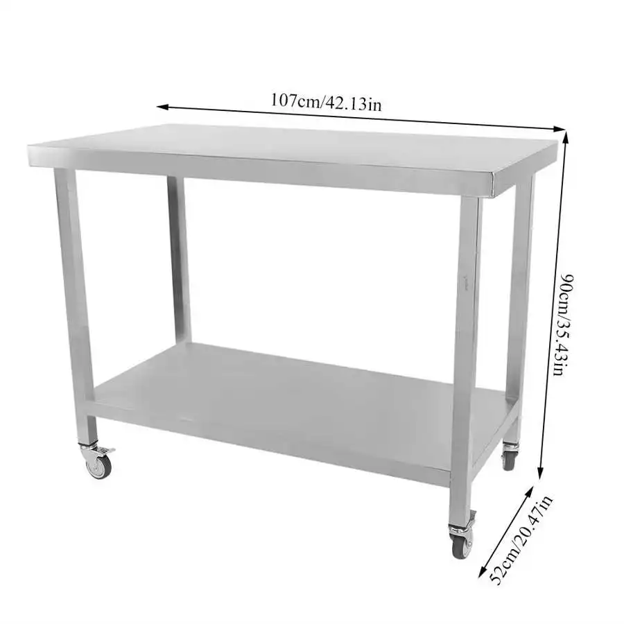 

DuraSteel 1.0 Stainless Steel Food Prep Commercial Worktable with Wheels 45" x 32" x 24" Table with Wheels