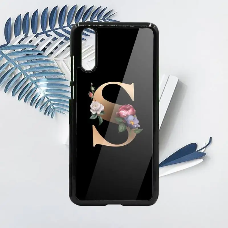 

Flower custom initial letter Phone Case PC For Samsung galaxy S note 8 9 20 10 e lite2019 plus pro ultra
