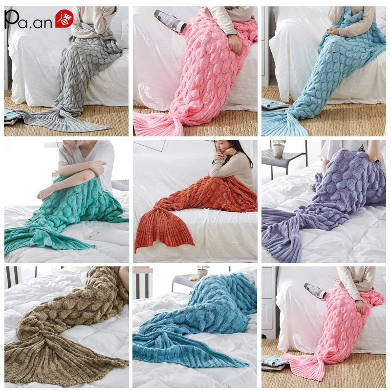 

Pa.an Warm Blanket Soft Knitted Mermaid Tail Weighted Thicker Crochet Anti-pilling Nap Throw Sleep Bag Sexy Cozy Profile