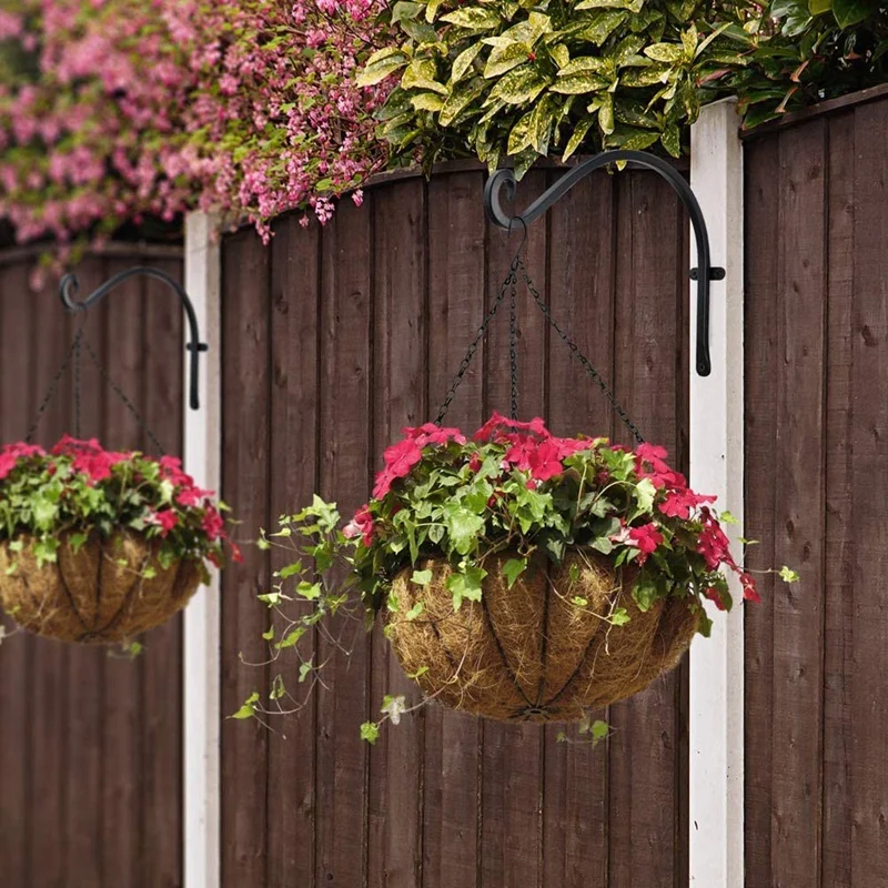 

Hanging Plant Bracket for Plant Hangers Outdoor (4 Pieces - 12 Inches) More Stable and Sturdy Black Plant Hooks