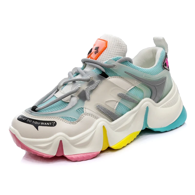 

BLWBYL Women Sneakers Vulcanize Breathable Rainbow Color Fashion Casuals Height Increasing Female Chunky Ladies Shoe