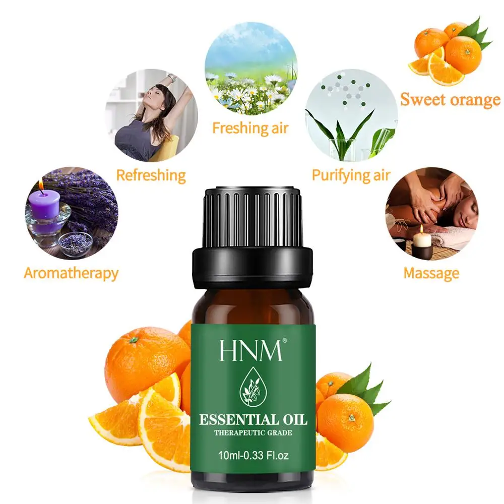 HNM 10ML Pure Essential Oil Massage Humidifier Tea Tree Orange Rose Peppermint Eucalyptus Lemongrass Lavender Ginger Aroma | Красота и