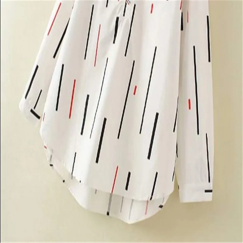 Женская шифоновая рубашка в полоску белая блузка с длинным рукавом для работы и