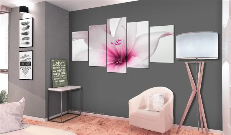 

Modular Canvas Prints Painting Wall Art 5 Pieces Lilies Blossom Pictures Colourful Flowers Poster Home Decor Living Room Framed