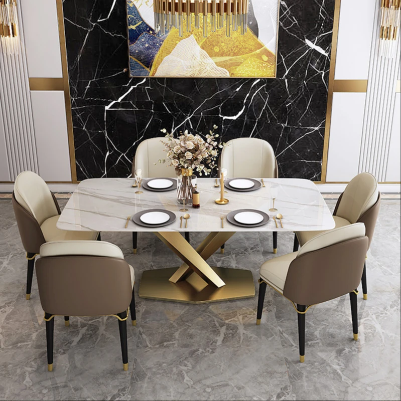 

dining table and chair combination Modern minimalist living room household rectangular high-end dining table and chair
