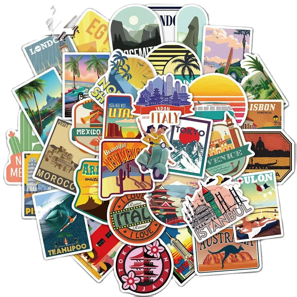 

10/30/50PCS World Tourist Attractions Graffiti Stickers Car Guitar Motorcycle Luggage Suitcase DIY Classic Toy For Kids 01182