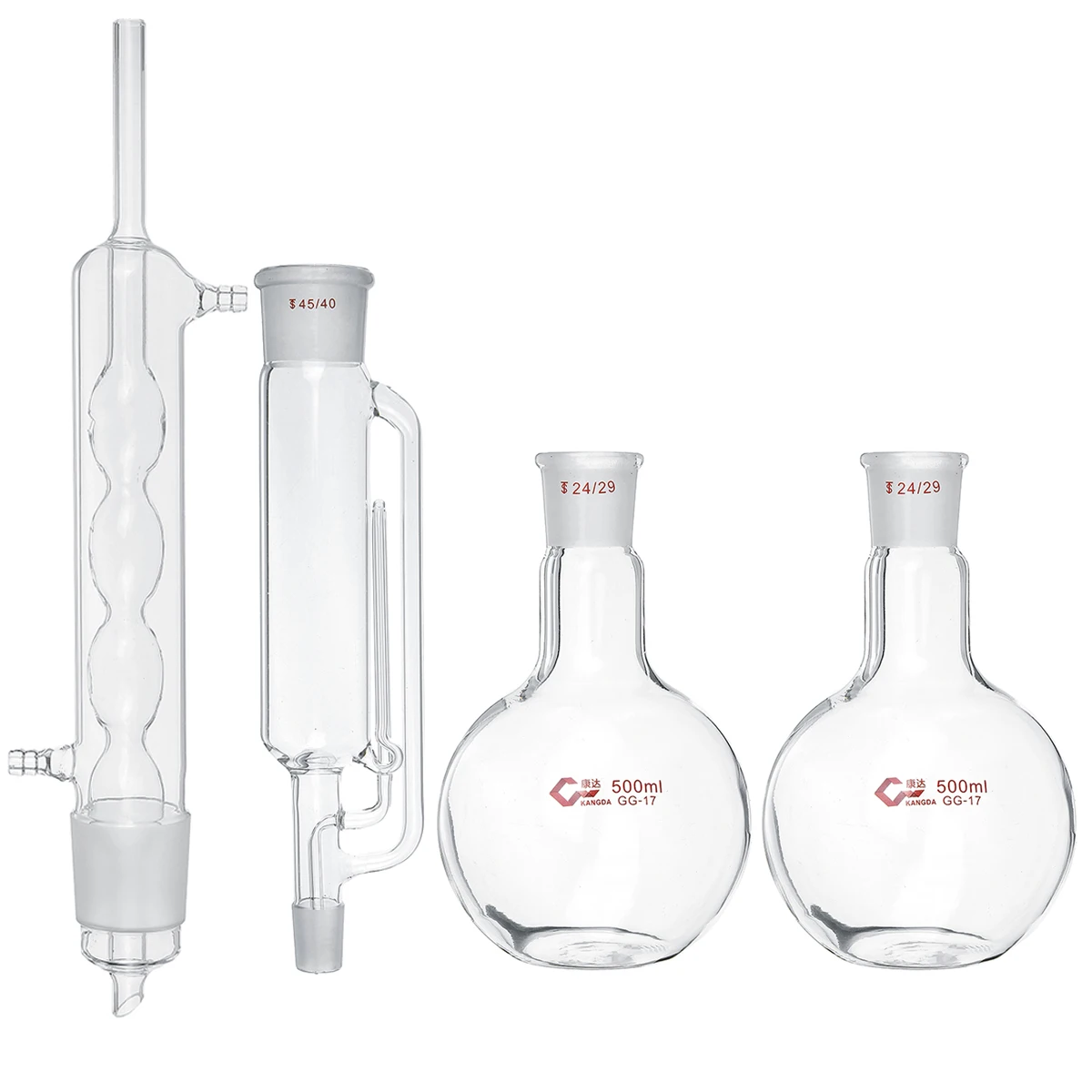 Лабораторная посуда Soxhlet 4 шт. набор конденсаторов с плоской колбой 24/29 500 мл +