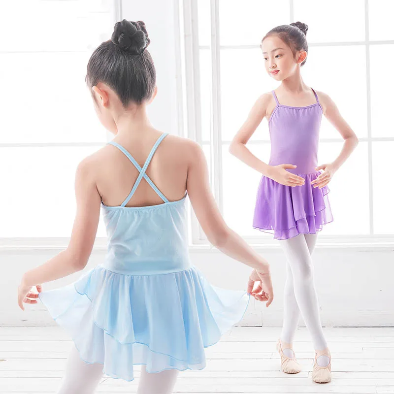 

Ballet Skirt Girls Dance Clothes Sleeveless Cross Suspenders Dance Clothes Summer Chiffon Skirting Bodysuit