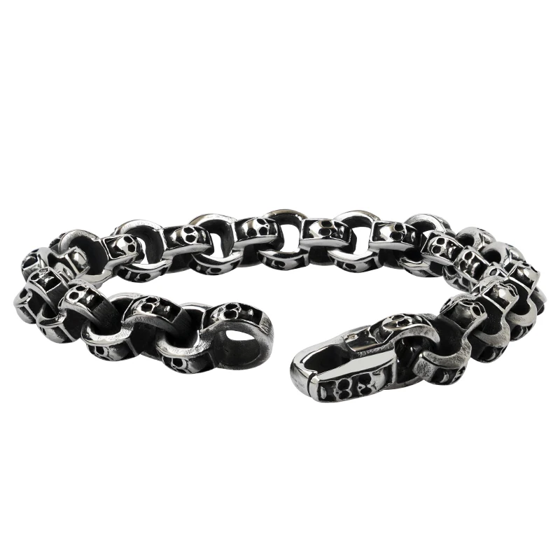 

Punk Skull bracelet for men domineering trendy stainless steel vintage carved bracelet