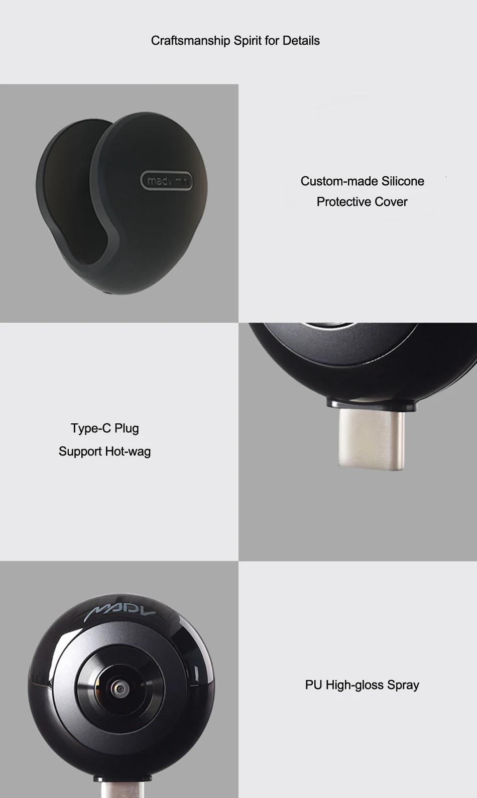 Xiaomi Madv Mini 13mp Cmos сенсор 360 градусов панорамная камера Vr для huawei Android Smart Mobile Poco Phone Pocophone F1 type C