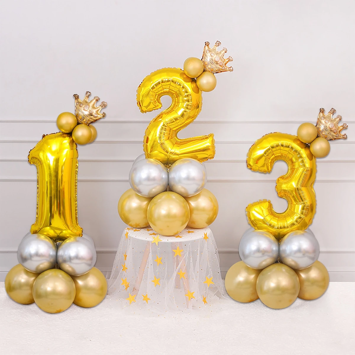 

32inch 1-3 Year Gold Number Foil Balloons Happy 1st Birthday Party Decorations Kids Baby Shower Helium Baloon Birthday Globos