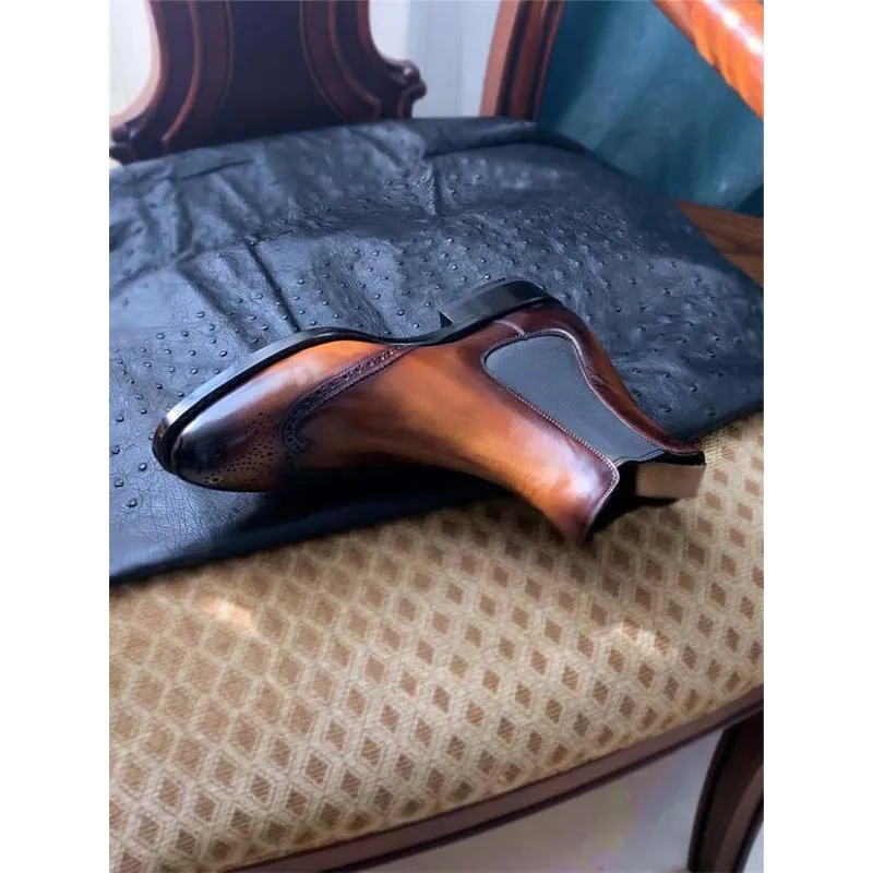 Роскошная обувь для мужчин Sipriks в итальянском стиле коричневый с оттенком патины