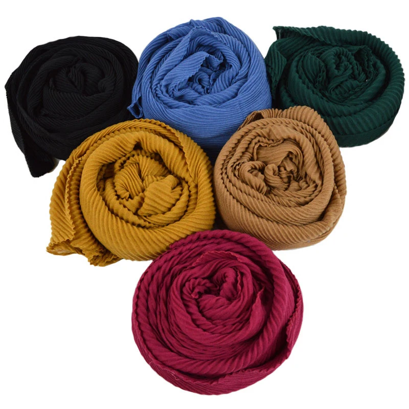 

Хорошее качество мусульманский хиджаб шарф женский морщинка хлопок шарфы Зимние теплые шали и обертывание головной платок морщинка длинны...