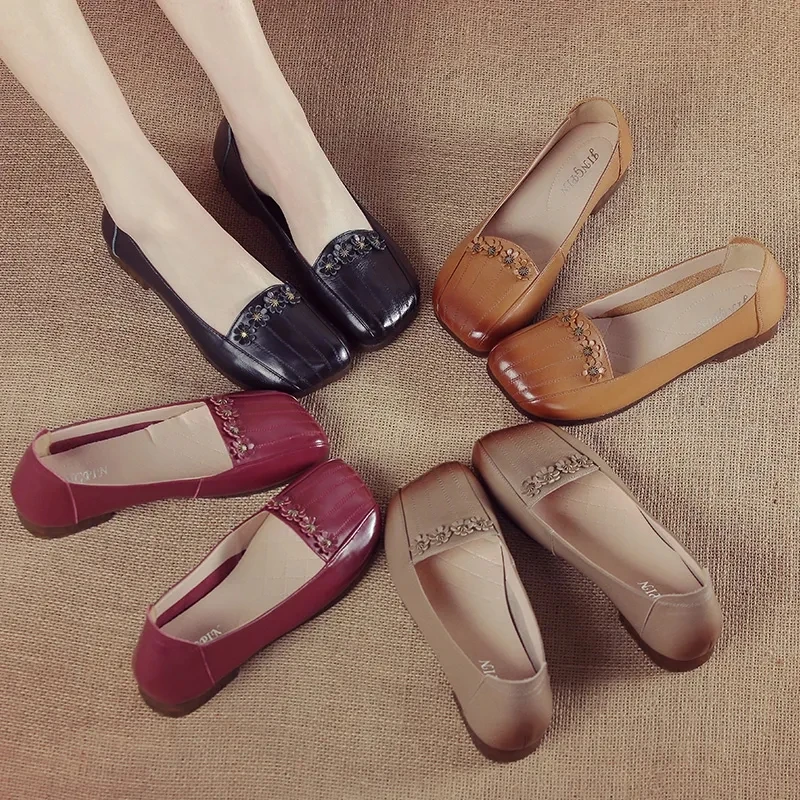 

Summer dress shoes ladies genuine leather flats women oxford shoes moccasins retro hollow round toe womens flats