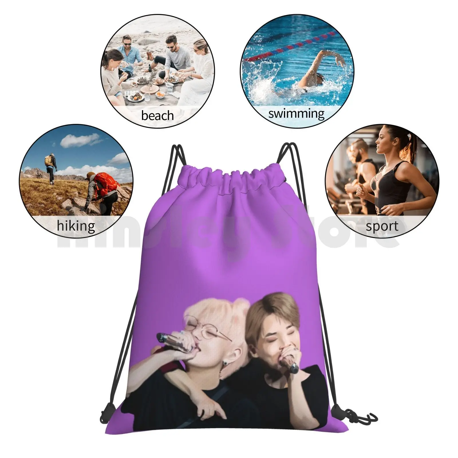 Vmin рюкзак сумка с Кулиской Спортивная Сумка водонепроницаемая V Jimin Taehyung