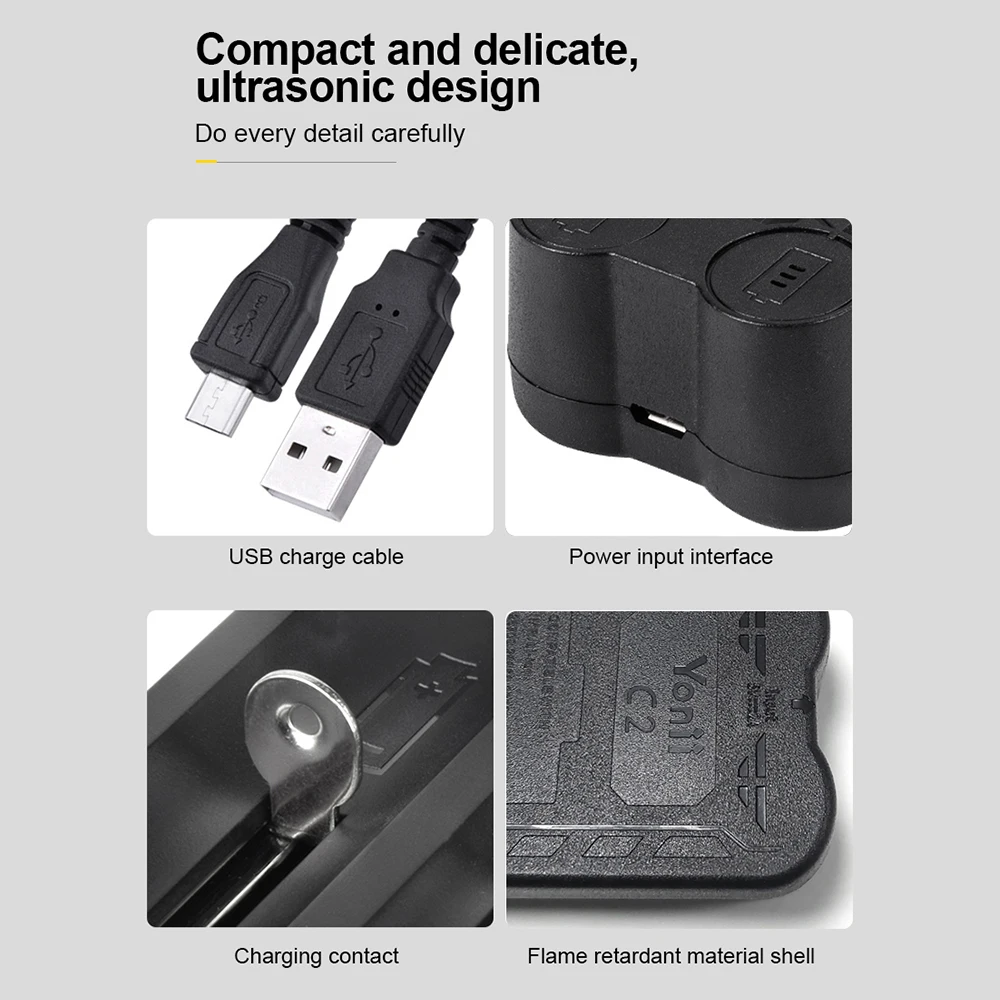 Зарядное устройство для аккумуляторов 18650 умное зарядное с 2 слотами USB 26650 18350 32650